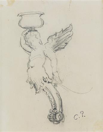 CAMILLE PISSARRO (Charlotte Amalie, U.S. Virgin Islands 1830-1903 Paris) Study of a Winged Sconce.